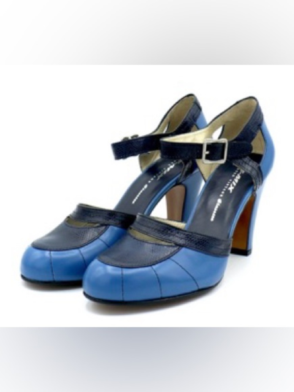 Rare Blue Re-Mix Vintage Shoe Mary Jane Heels with Ankle Strap